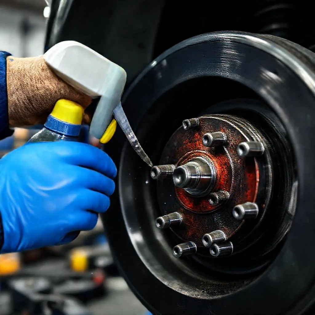 Детальное фото: Химия очистки ступицы: почему использование смазки "WD-40" на шпильках вредит тормозам